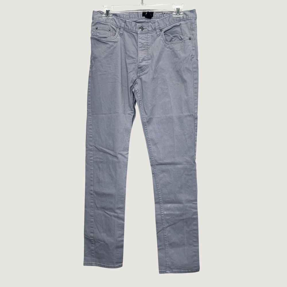 HM Mens Slim Fit Chinos Grey Cotton Stretch 5 Pocket Pants Casual Office 31x31